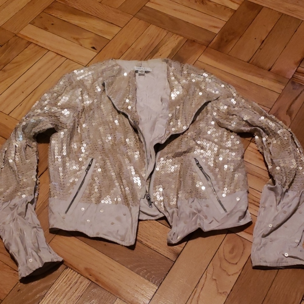 Cream Sequins Blazer